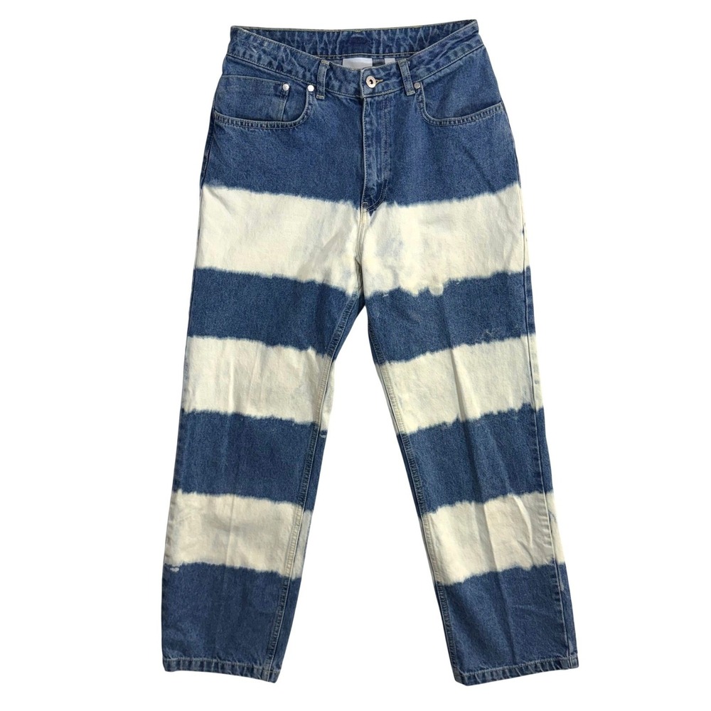Ragged Priest 28 Jeans Acid Wash Striped High Rise Y2K Grunge Streetwear Artsy